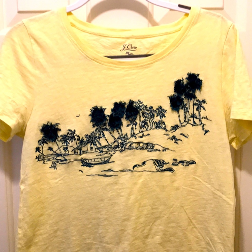 Yellow embroidered island tee shirt by J.Crew